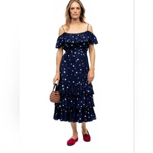 DEBONNAIRE Off Shoulder Ruffle Dress - Navy Star
